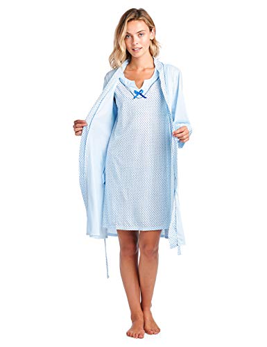 Casual Nights Women's Sleepwear 2 Piece Nightgown and Robe Set - Light Blue - Large - Thumbnail 7