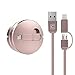 iPhone Charger, Wim Retractable Micro Usb Cable Lightning Cable 2 in 1 Sync and Charge Retractable High Speed Adapter Cable for iPhones,iPad,iPod,Android Phones (Rose Gold)