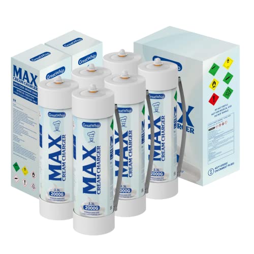 GreatWhip Whipped Cream Chargers, 3.3L Tanks, 2000g Whip Cream Charger