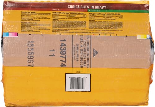 PEDIGREE CHOICE CUTS IN GRAVY ADULT CANNED SOFT WET DOG FOOD, BEEF & COUNTRY STEW, 13.2 OZ. CANS (12 COUNT, PACK OF 1)