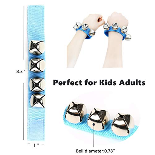 FST 12 Pack Wrist Bell Sand Hammers Set,8 PCS Jingle Bells with 4 PCS Maracas Rattle Shakers Musical Educational Toys for Kids Adults