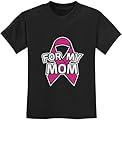 TeeStars - Breast Cancer Awareness - Pink Ribbon For My Mom Youth Kids T-Shirt Small Black