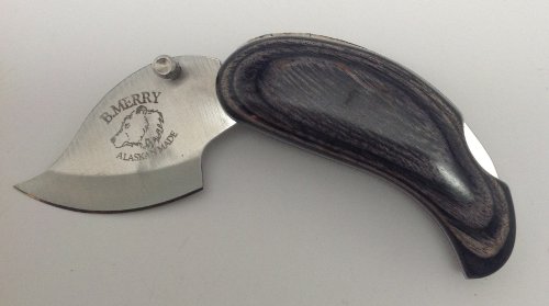 Made in Alaska Dymondwood Ulu Pocket Knife Folding Charcoal Grey