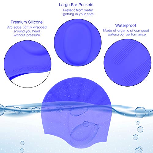 image for Yostyle Swim Cap, Silicone Swimming Caps for Long Hair - 3D Ergonomic 