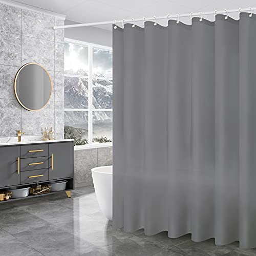 WOODFIB Shower Curtain, 100% PEVA Waterproof Anti-Mould Proof Resistant, Quick-Drying, Washable Bathroom Curtain, Includes 12 Pcs Curtain Hooks, 180 x 180 cm