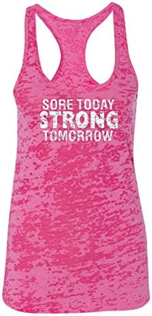 Womens Workout Shirts (M, Neon) - Sore Today Strong Tomorrow - Zumba Tanks by Echona Apparel