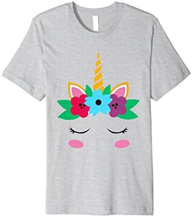 Mens Kawaii Flower Crown Princess Lady Unicorn Shirt Medium Heather Grey