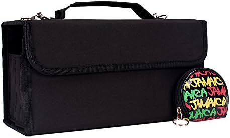 Wisehands 80 Slots Pencil Case &amp; Paint Marker Holder – Heavy Duty Nylon Universal Marker Organizer for Carrying and Storage with Adjustable Shoulder Strap, Black