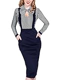 VfEmage Women's Vintage Faux Twinset Striped Wear to Work Stretch Bodycon Dress