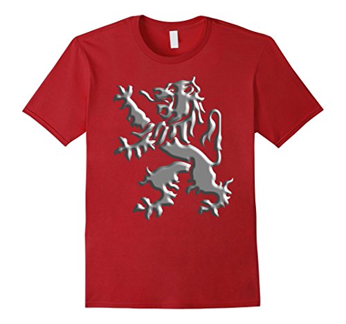 Mens lion rampant heraldry style in silver embossed pat…
