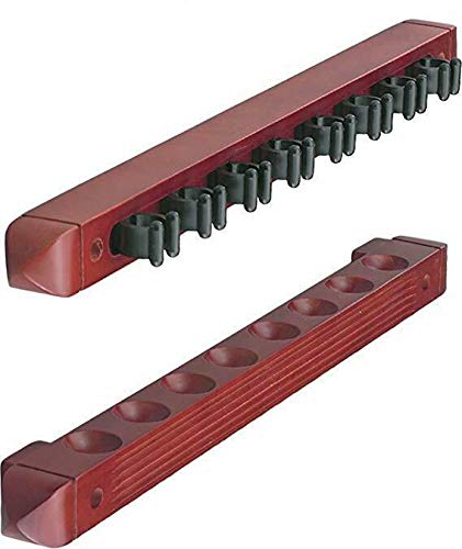 cueball16 2 PIECE MAHOGANY POOL or SNOOKER Cues WALL Mounted Cue Rack HOLDER for 8 CUES