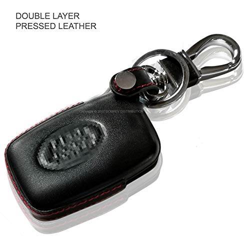 Dobrev 5 Buttons Genuine Leather Smart Key Case Rubber Cover Skin Fob Holder for Land Rover Range Rover Evoque Sport Vogue Discovery Freelander Remote Key (Black Leather)