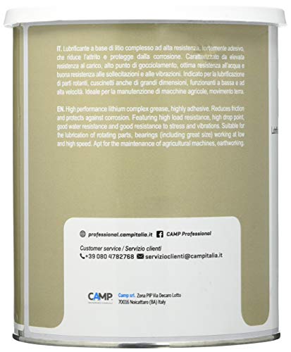Camp Grasso Cuscinetti, Grasa Lubricante Para Rodamientos y Engranajes, de Litio Compleja E.P. y Nlgi2 de Óptimo Rendimiento, Antioxidante y Antidesgaste, 1Kg