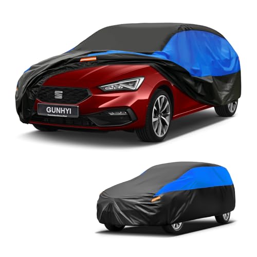 Gunhyi Waterproof and Breathable Car Cover, Seat Leon Tarpaulin, Black and Blue Car Cover, Full Tarpaulin for Garage to Protect from Rain.