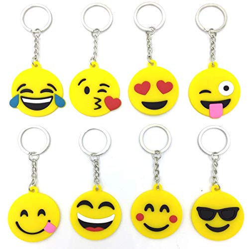 Emoji Keychains, OHill 40 Pack Top 8 Popular Emoji Emoticons Emoji Keyrings Emoji Party Favor Supplies Summer Camp Prizes Carnivals Classroom Rewards Party Favor Bags