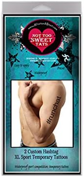 Not Too SweetTats Personalized XL Sports Hashtag Temporary Tattoo Pack - Two Tattoos Per Pack