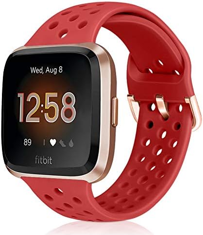 Runostrich Sport Band Compatible with Fitbit Versa 2/Fitbit Versa/Versa Lite/SE, Soft Silicone Strap Replacement Breathable Wristband Accessories for Smart Fitness Watch for Women Men (Red)