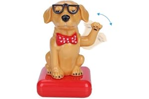 SURAKEY Car Ornament Solar Dancing Puppy Doll Ornament Figurine Shaking Solar Car Dashboard Sculpture Doll Toy Decor Statues for Car Home Offices Vehicle Interior Decoration (Yellow)