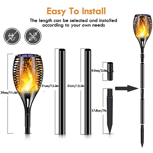 4 Pack Large Solar Torch Lights with 96 LED Flickering Flame, IP65 Waterproof Outdoor Landscape Lighting for Garden, Yard, Patio, Halloween, Camping and Party Decor