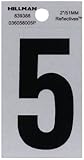 The Hillman Group 839388 2-Inch Black on Silver Reflective Square-Cut Mylar House, Number 5
