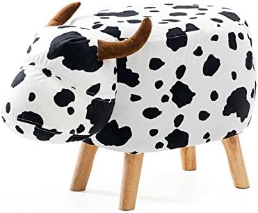 Wooden Stools Foot stools Chairs Small Wooden Stool Animal Design Seat Stool Household Stool For Children'S Gift Fashion Sofa Stool,Velveteen Cow