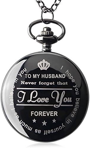 Samuel Pocket Watch with Chain Necklace for Men to My Husband from Wife for Him