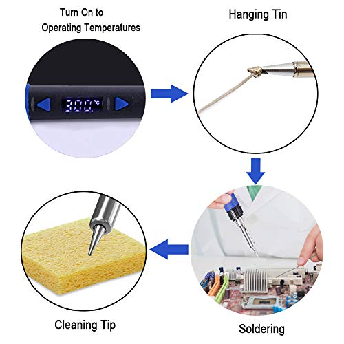 Portable Soldering Iron Kit- K KERNOWO 110V 65W LCD Digital Solder Irons 194-896℉(90-480℃) with ON/OFF Switch, Auto-sleep, thermostatic Design, 10pcs Soldering Gun Kit - Thumbnail 5