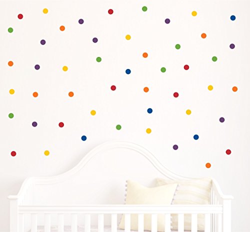 Polka Dot Wall Decals Multicolor Rainbow(220 2 inch Decals) Easy Peel and Stick Matte Finish Removable Decals Safe on Painted Walls