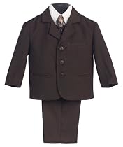 5 Piece Brown Suit with Shirt, Vest and Tie - Size M (9 month)