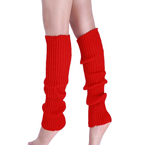 DEESEE Leg Cuffs Boot Socks Pure Color Boot Cuffs Warmer Knit Leg sock(Red)