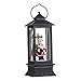 Lighted Snow Globe Lantern: 11 Inch, Black Holiday Water Lantern by RAZ Imports (North Pole Santa)