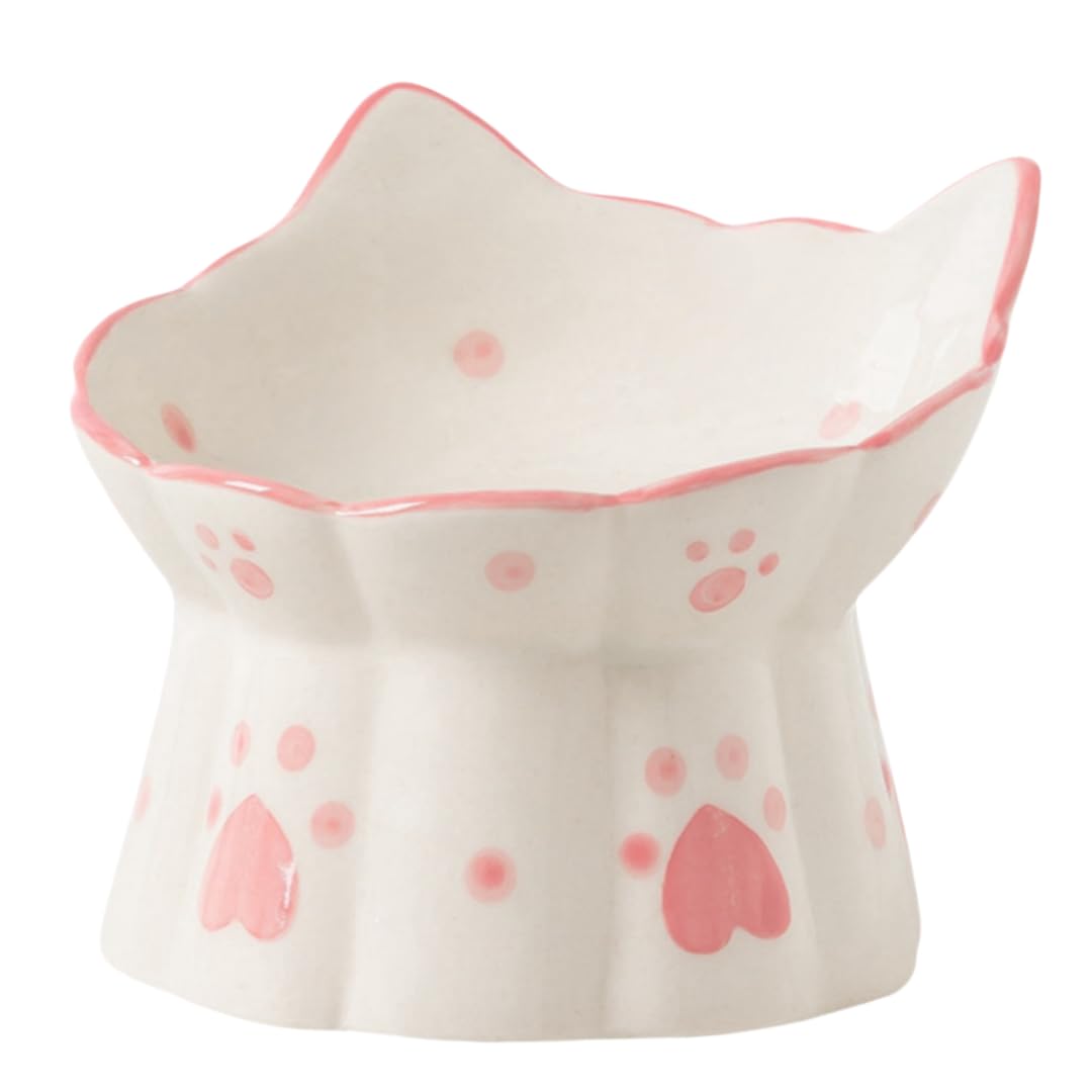 MEETOZ Ceramic Cat Feeder, Elevated Cat Feeding Bowls with Stand Tilted, Neck Protective Bowl for Pets 15° Tilted Raised Cat Feeder, Stress Free for Cats and Small Dogs — image 1