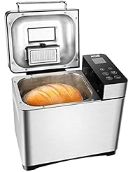 KBS Bread Machine, Automatic 2LB Convection Bread Maker with Nut Dispenser, High-End Version 17 Menus with Gluten Free, Large LCD Display Touch Screen, Unique Ceramic Pan, Stainless Steel
