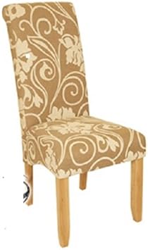 Sillas de comedor color crema Floral patas de roble micro-fibra de