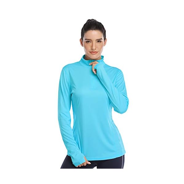 HISKYWIN Womens UPF 50+ Sun Protection Tops Long Sleeve HalfZip Thumb
