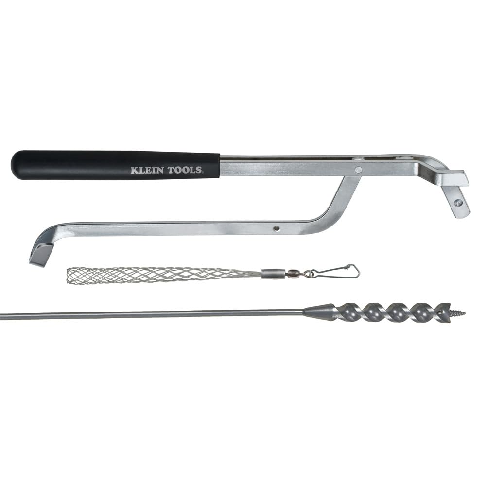 Photo 1 of **FOR PARTS ONLY/ BROKEN** Klein Tools 53721 Flex Bit Kit with 9/16-Inch x 54-Inch Flex Bit Auger, Placement Tool and Wire Pulling Grip for Pulling Wire Behind Walls