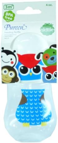 New Pureen Skittle Baby Feeding Bottle BPA Free 4 oz for 3 months (Owl)