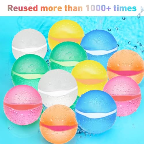 24PCS Reusable Water Balloons for Kids,Magnetic Refillable Latex-Free Silicone Water Bomb with Mesh Bag,Swimming Pool Toys Beach Summer Party Supplies Bath Toy Outdoor Idea Gift for Kids
