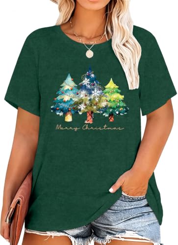 Cutesong Christmas Tree Shirts for Women Plus Size Merry Xmas Holiday Tee at Amazon
