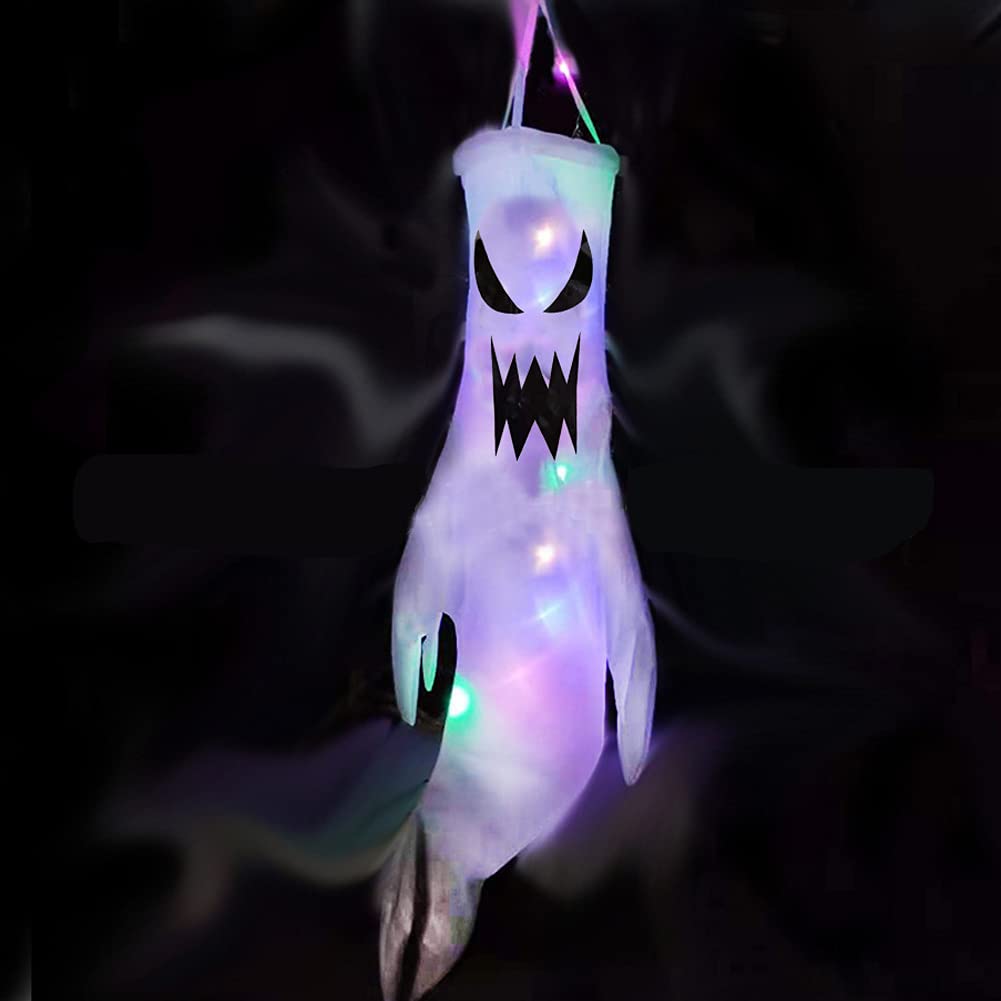 Qchomee Glowing Ghost Flag Halloween Garden Flags Yard Decoration Flag Ghost Pumpkin Skull Mummy Flags for Halloween Party Outdoor Decorations and Gifts, Vivid Color and UV Fade Resistant