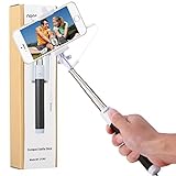 Compact Selfie Stick, NOOT PRODUCTS® Compact Series [Battery Free] Foldable Portable [Pocket Size] Self-Portrait Monopod Extendable Handled Selfie Stick with built-in Remote Shutter for Apple iPhone | Android Smartphones - Black