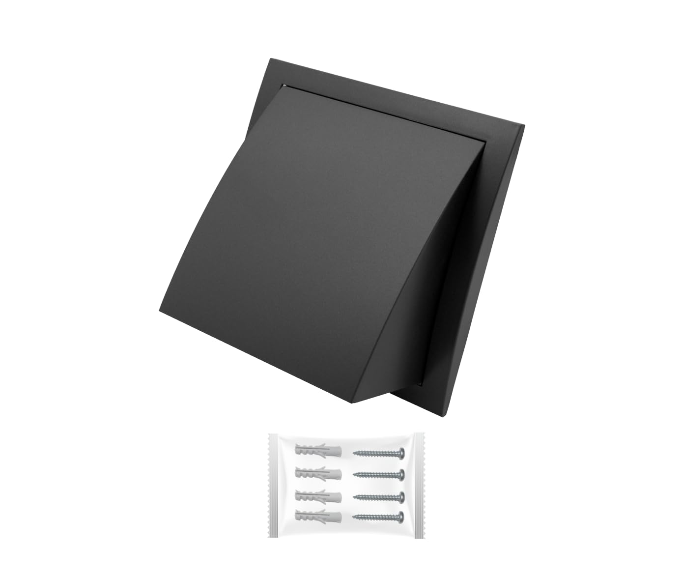 H&C VENT Anthracite Exhaust Hood Vent 190 mm with 125 mm 5 inch Connector Flange│ Air Ventilation Covers with Valve/Backdraft and Mouse Protection │ Extractor Cap Cover for Duct Pipe│ Inside Outside