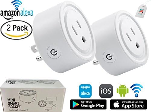 Wifi Smart Plug 2 Packs Mini Smart Outlet - Amazon Alexa Power Strip Timing Switch for ios Andoid Smart Phone Remote Control Socket