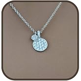 925 Sterling Silver Cubic Zirconia Disc Necklace/Coin Necklace/Charm Necklace/Gift for Her