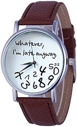 Eaonup Womens Quartz Watches with Worlds, Unique Analog Fashion Clearance Lady Watches Female watches on Sale Casual Wrist Watches for Women,Round Dial Case Comfortable PU Leather Watch
