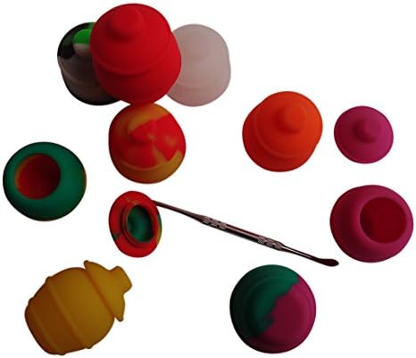 HONEYYE 3pcs Honey Pots Silicone Container Oil Wax Dab Concentrate Containers Jars +1 Siliver Tool