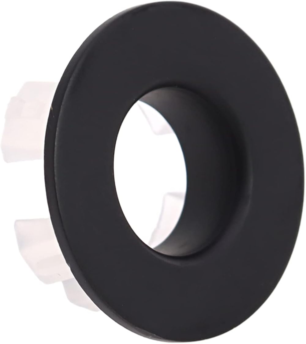 Casoter Black Brass Basin Overflow Cover Ring 30mm Hole Insert Decor