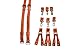 Leather suspenders prime, for men, 3 in 1 clips, snap hooks and buttons / gift box / real leather (Tan)