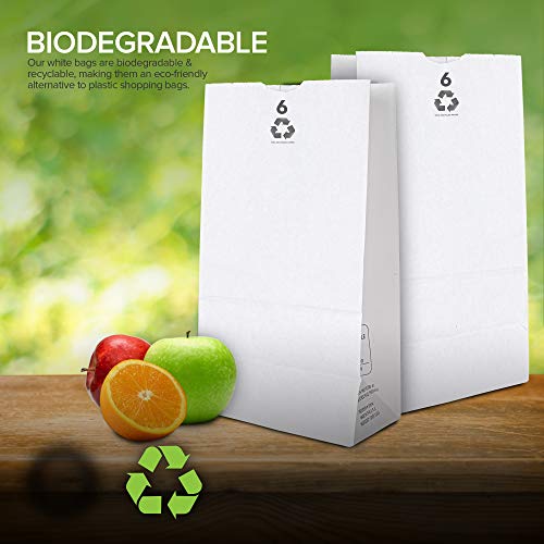 Stock Your Home 6 Lb White Paper Bags (200 Count) Eco Friendly White