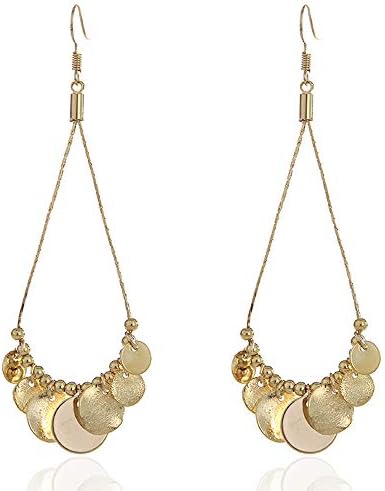 SHUHONEY Golden Metallic Chandelier Drop Earrings for Women Girls